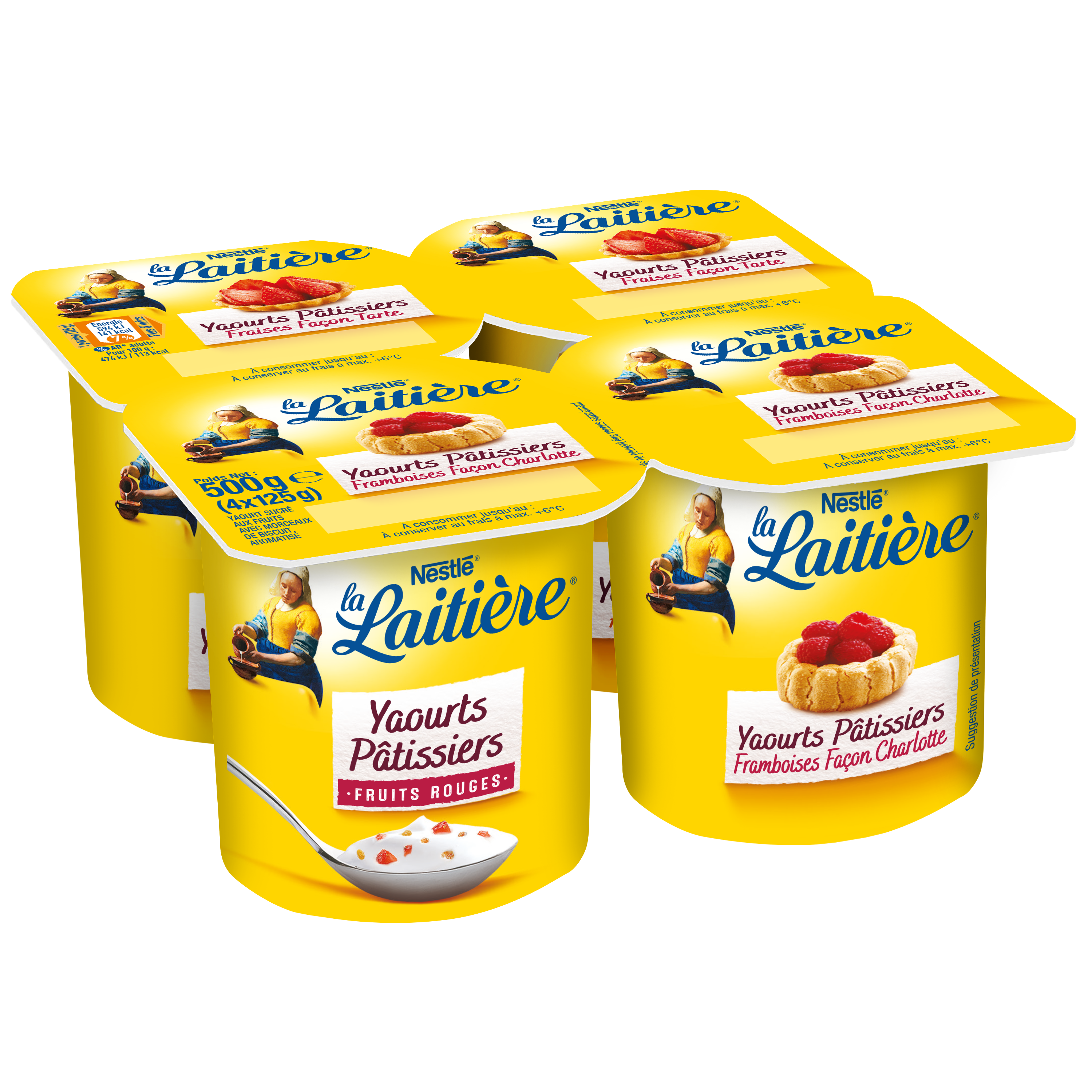 Yoghurt met rood fruit en stukjes koek